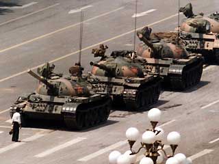 Stopping the tanks in Tiananmen Square