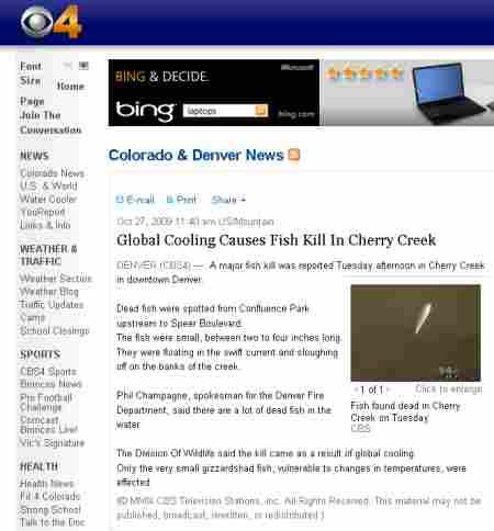 Global Cooling Causes Fish Kill
