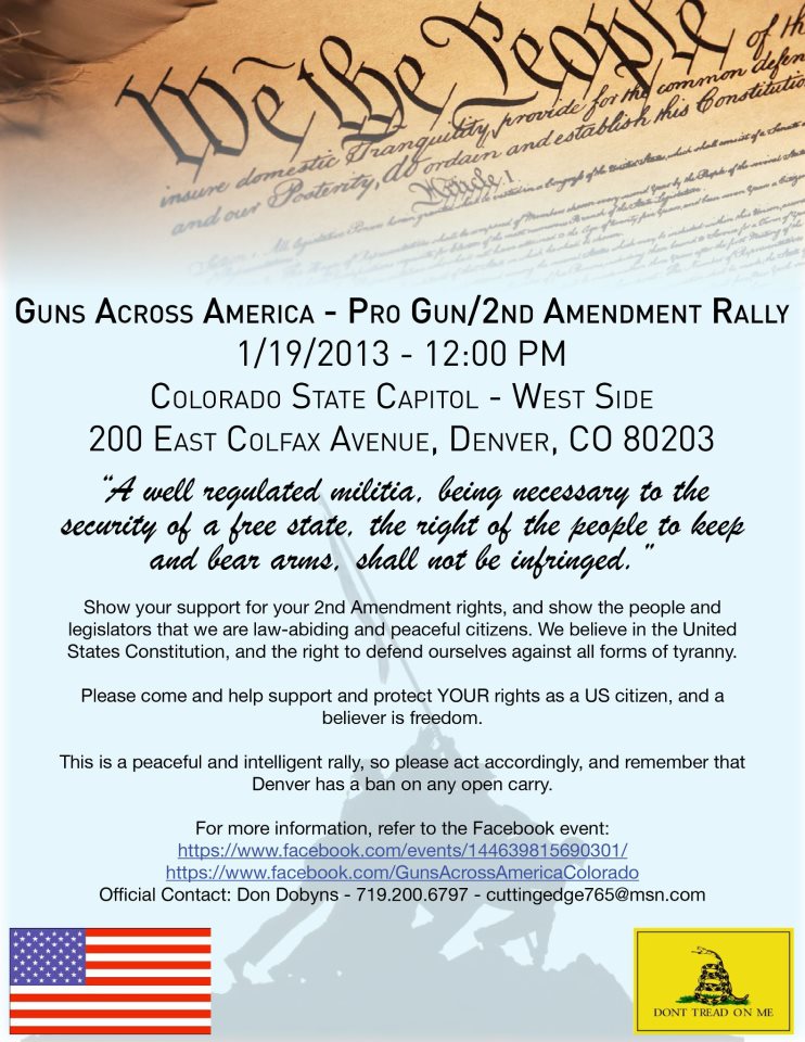 1/19 Denver gun rights rally poster