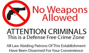"No Weapons Allowed" sign